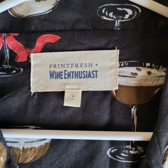 Print Fresh Wine Enthusiast Expresso Martini Organic Cotton Pajama Top Sz Large - Picture 2 of 7